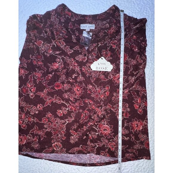 New! Knox Rose🌹Large Blouse Boho Wine Floral Long Sleeve Super Soft Womens NWT - Picture 5 of 6